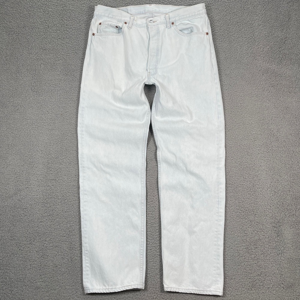 Vintage Levis Jeans Mens 38x32 (Fits 34x30) White Denim 501XX 90s Made in USA